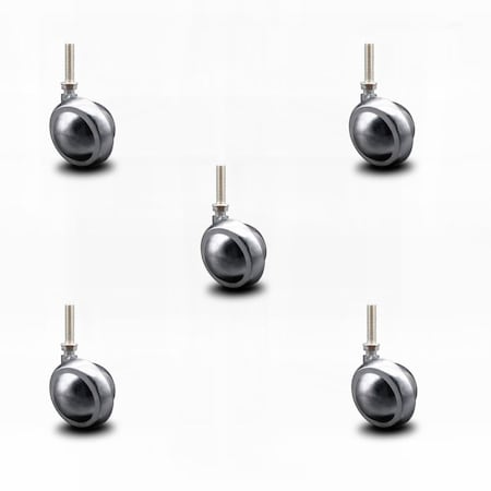 Service Caster 2 Inch Bright Chrome Metal Ball Caster - 3/8 Inch Threaded Stem - SCC, 5PK SCC-TS01S20-DCS-BC-3816112-5